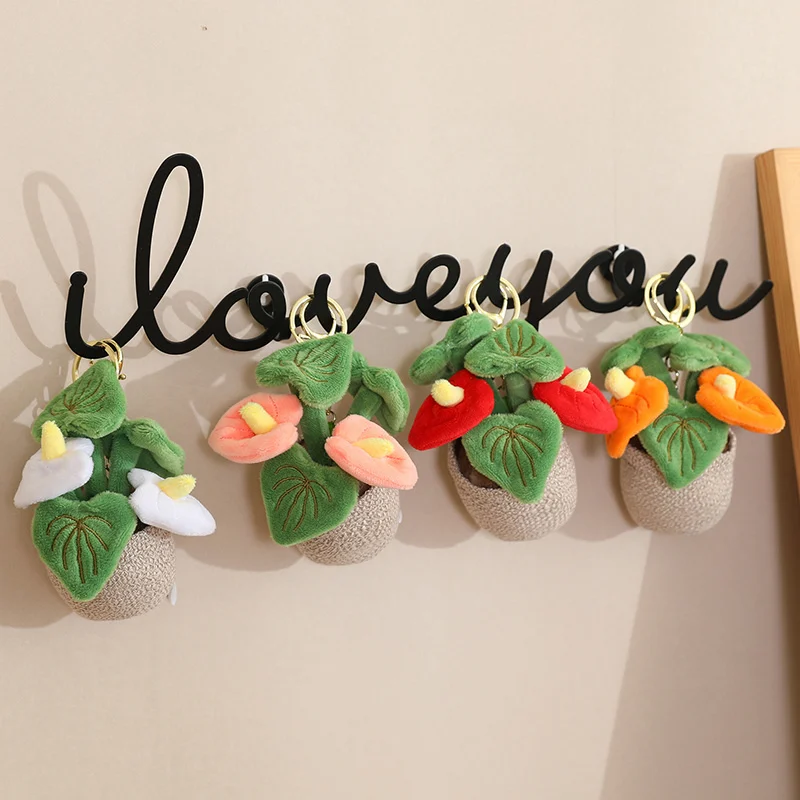 الاصطناعي بوعاء النباتات الخضراء ألعاب من القطيفة على ظهره مفتاح قلادة سوبر لينة الدمى الراحة وسادة الكرتون الفتيات الفتيان هدية عيد ميلاد