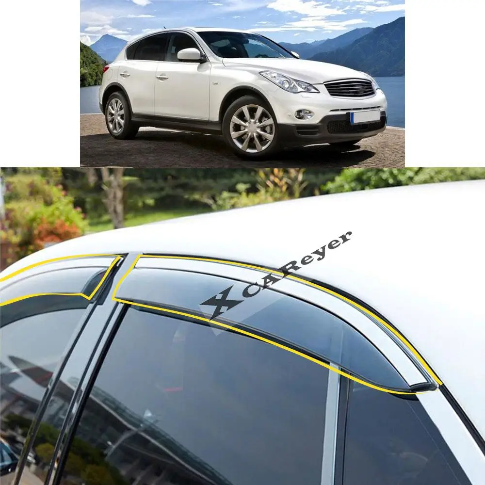 

Для INFINITI EX25 EX35 EX37 EX-Class J50 2008 2009 2010 2011 2012 2013, наклейка на окно, ветрозащитный козырек от дождя/солнца, вентиляционное отверстие