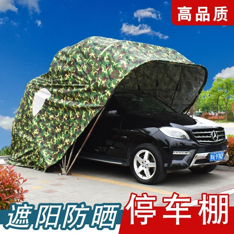 Car semi-automatic folding carport, household awning, outdoor sun protection, mobile garage canopy, winter warm parking shed