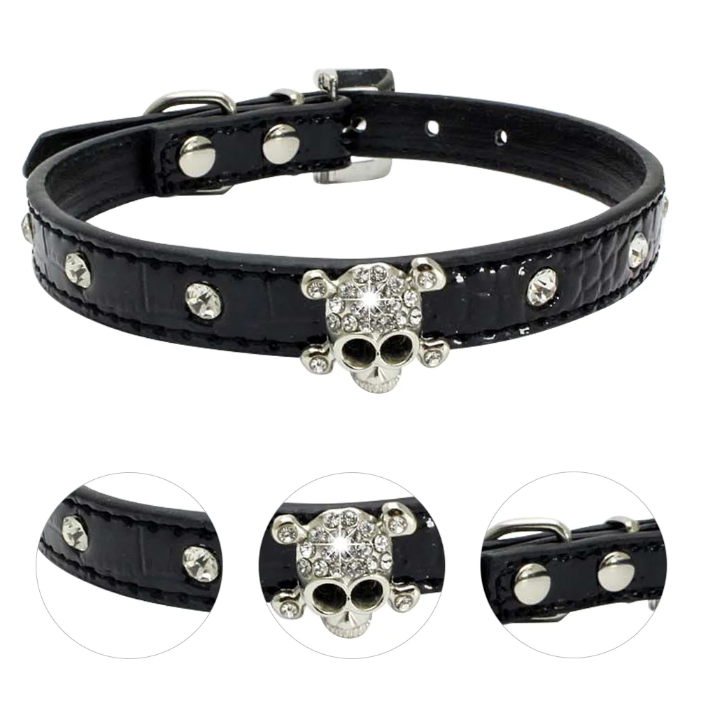 

Rhinestones Halloween Skull Pet Collar Outdoor Apparel Puppy Outfits Stylish Collars Dog