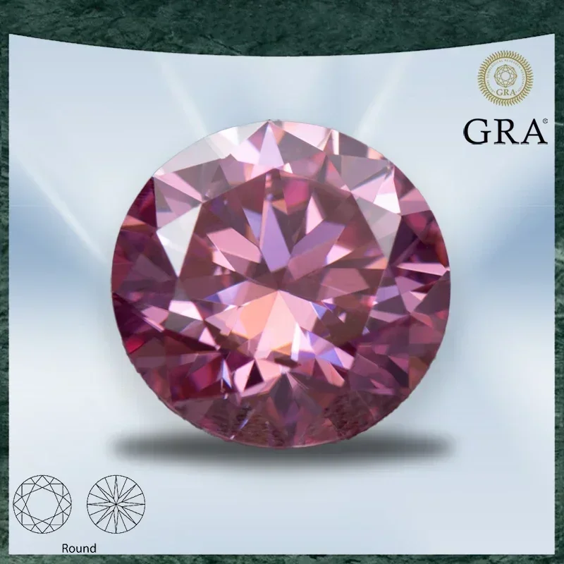 

Moissanite Stone Pink Colour Round Cut VVS1 with GRA Certificate for Gemstone Charms Beads Advanced Jewelry Making Materials