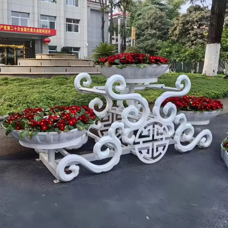 Tall Metal Plant Stand Tiered Flower Shelf Large Outdoor Garden Decoration for Home Patio Landscape Green Landscape Flower