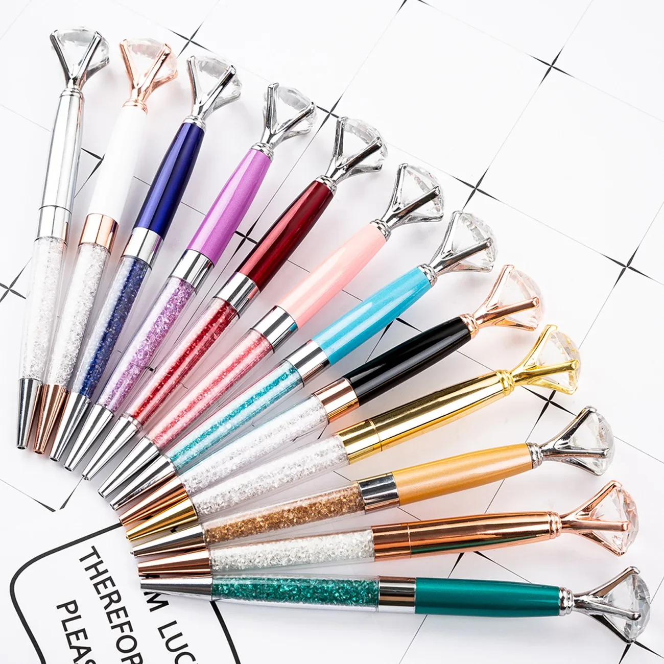 

30pcs/lot Big Diamond Metal ballpoint pen metal pen crystal advertising pen for writing school supplies