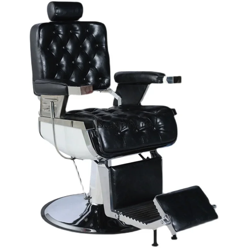 High-End Luxury Retro New Hair Care Chair Antique Oil Head Reclining Men's Shaving Barber Chair