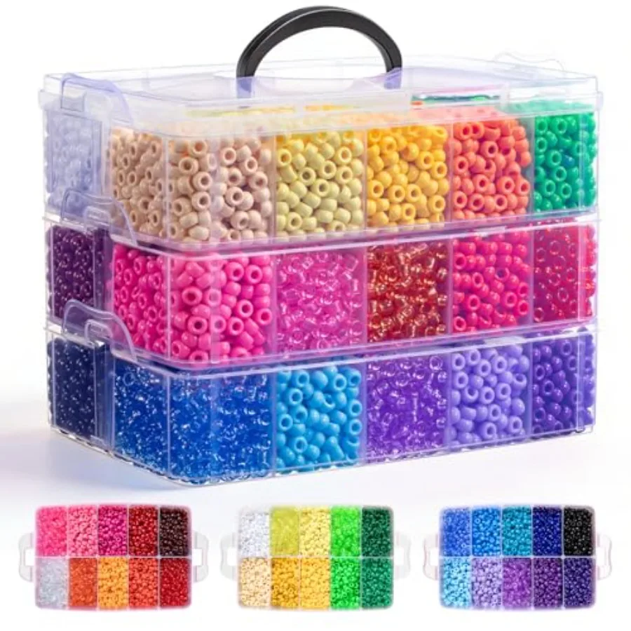 

10000Pcs Pony Beads Bulk, 30 Colors Rainbow Kandi Beads for Hair Braiding Bracelet Making Kandi Jewelry Key Chains DIY Crafts G