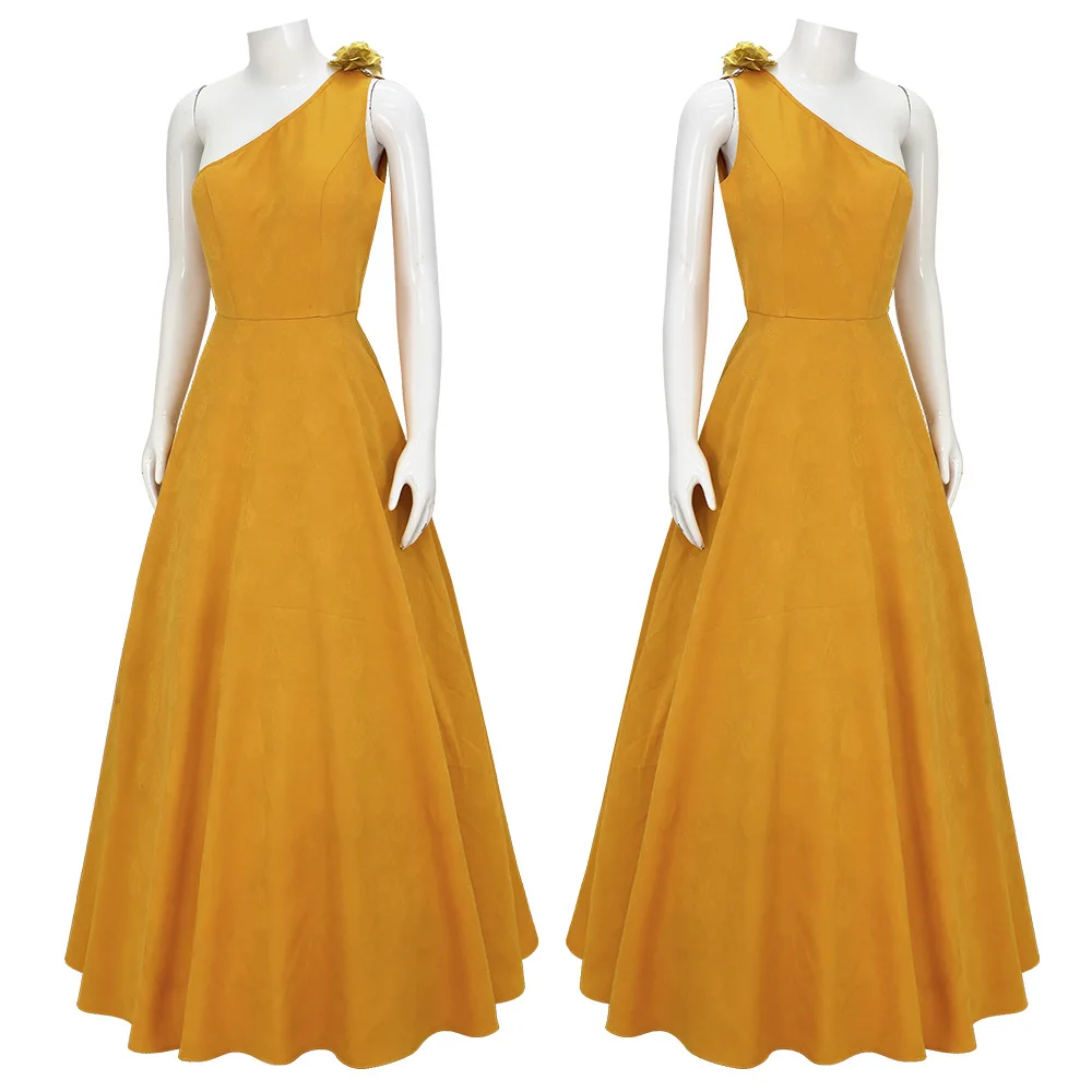 جودي ضابط شرطة أرنب الحيوان المجنون في نسيج عالي الجودة، فستان أصفر، زي الهالوين التنكري، أداء المسرح