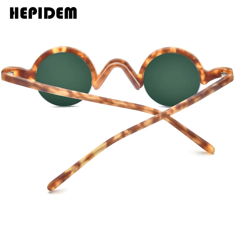 HEPIDEM Matte Acetate Polarized Sunglasses Women 2024 Retro Semi Rimless Round Sun Glasses UV400 Men Shades Sunglasses H9281T