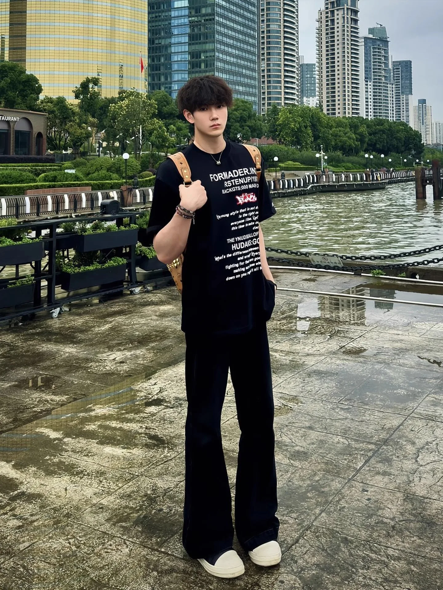 

American Sle Haome Straight Leg Bla Jeans Slimming Micro Flared Pants High Street Trend Youthful Wear Resistant Jeans