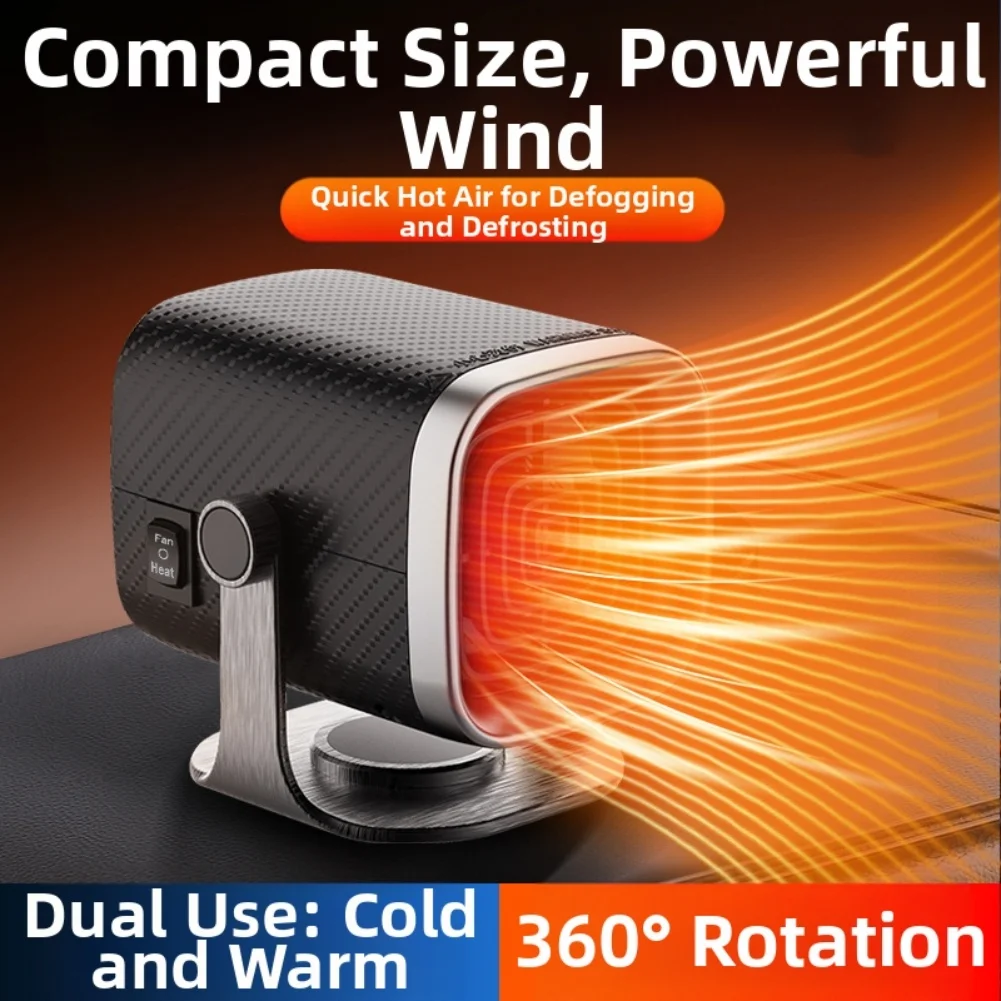 Car Heating Fan 12V Vehicle Heater Cold Weather Use Air Circulation Convenient Installation Double-Sided Tape For Small Vehicles