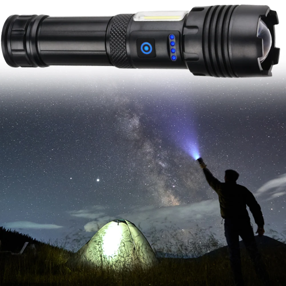 1000000 Lumen Powerful Flash Light IPX5 Waterproof Rechargeable Handheld Flashlight Type-C for Outdoor Emergency Camping Hiking