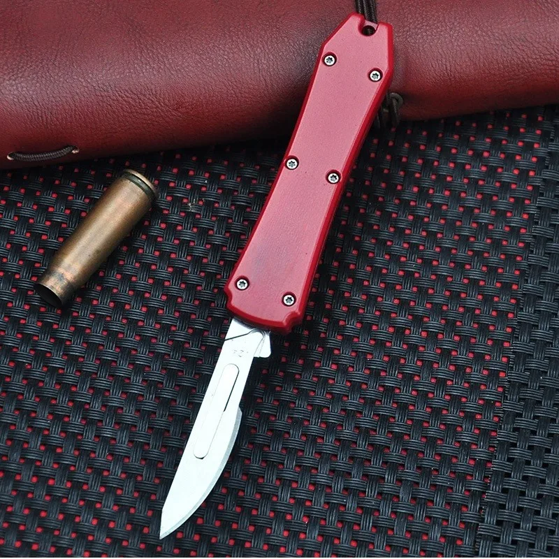 حار في الهواء الطلق سكين جيب قابل للطي 440C شفرة معبأة 10 شفرات قابلة للإزالة EDC أداة القطع المحمولة الإنقاذ سكين الدفاع عن النفس هدية #1