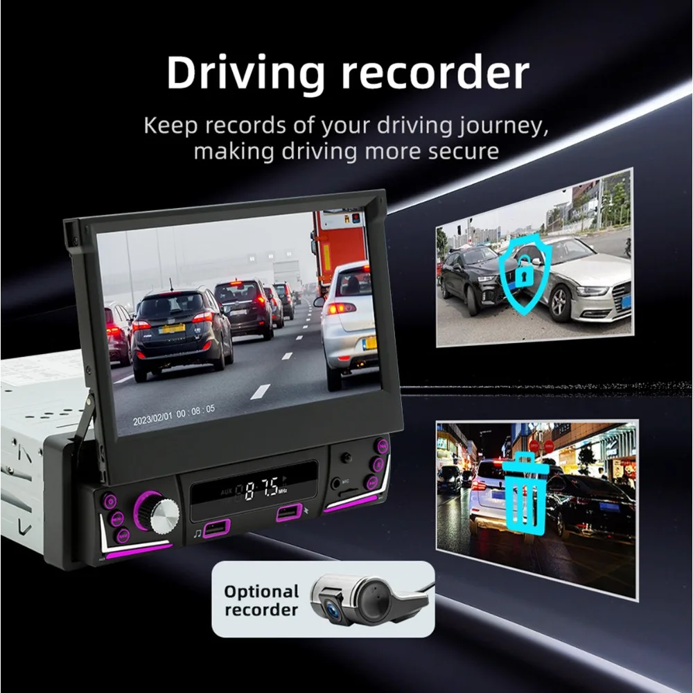 مشغل أندرويد 12 2 + 64 جيجابايت شاشة 7 بوصة قابلة للسحب بلوتوث 5.1 RDS ستيريو للسيارة وصلة مرآة مناسبة لراديو السيارة Carplay Wifi GPS #3