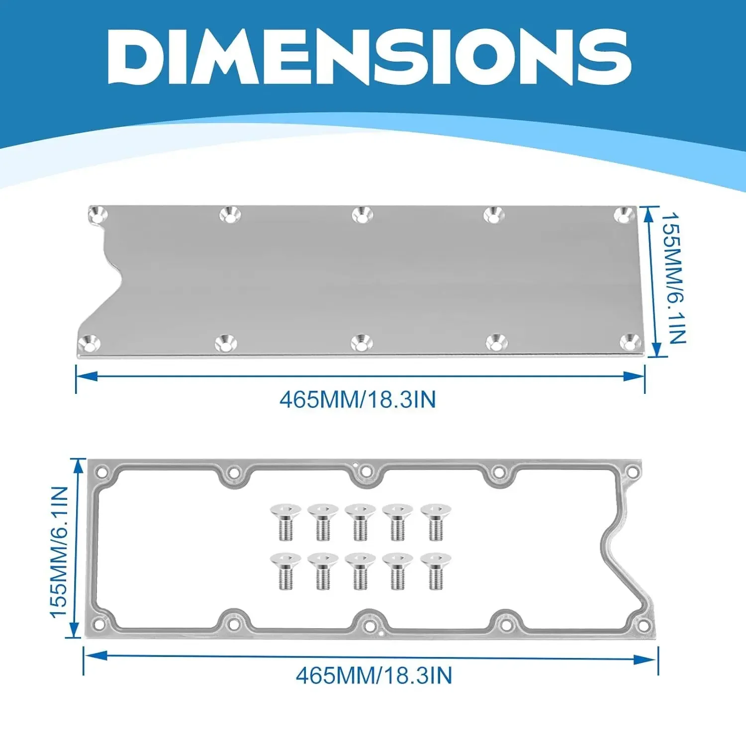 551629 551629G Hochwertiges Valley-Abdeckplatten-Set aus Aluminium mit Dichtung für LS1 LS6 LS Gen 3 Valley Pan-Abdeckplatte Silber