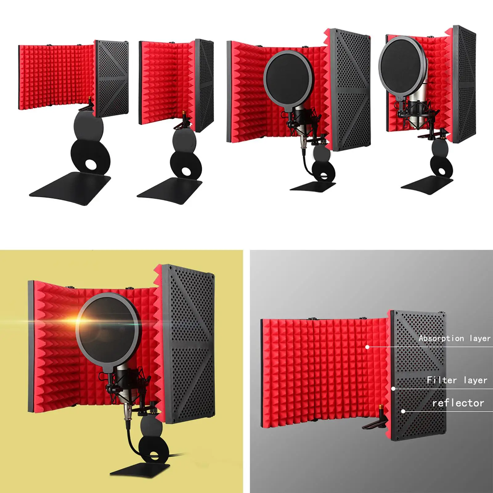 

Mic Isolation , Acoustic with Absorbing Foam for Microphone, Vocal Booth Reflection Filter for Home