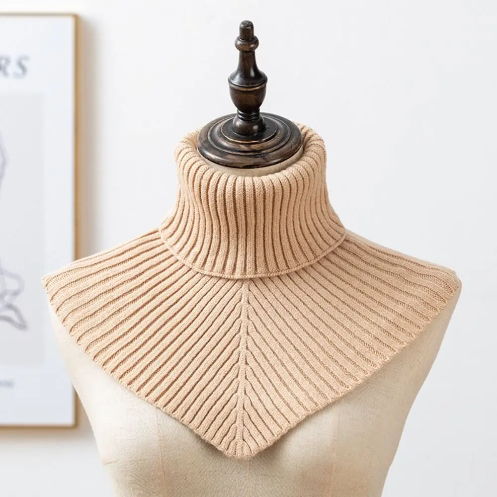 Retro Solid Color Turtleneck Fake Collar Keep Warm Korean Style Knitted Bib Windproof Neck Warmer Wool Scarf Student