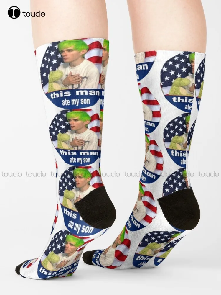 

This Man Ate My Son - Awsten Knight Waterparks Socks Orange Socks Street Skateboard Socks 360° Digital Print Retro Colorful Art