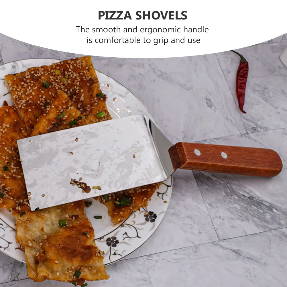 

2Pcs Pizza Stainless Steel Wood Spatulas Kitchen Utensils Home Stainless Steel Shovels Cooking Grill Tools H Gifts