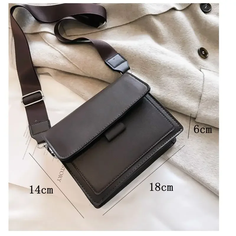 Casual Women's Bag New Retro Brown Adjustable Black Messenger Shoulder Bags Simple Style Luxury PU Leather Famale Handbag Wallet