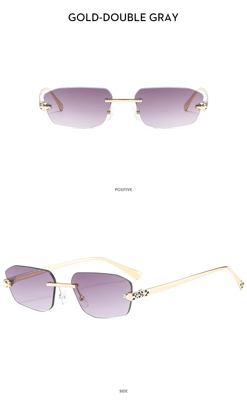 Beliebte Marke Braun Quadrat Frauen Sonnenbrille Mode Luxus Randlose Rechteck Sonnenbrille Weibliche Shades UV400 Vintage Brillen – Detail 15