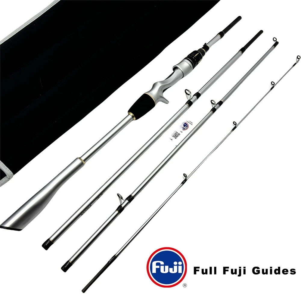 

1.98M Fuji Guides Travel Rod MH Fast Action - 4-Piece Collapsible Carbon Fiber Spinning Rod for Saltwater/Bass Fishing