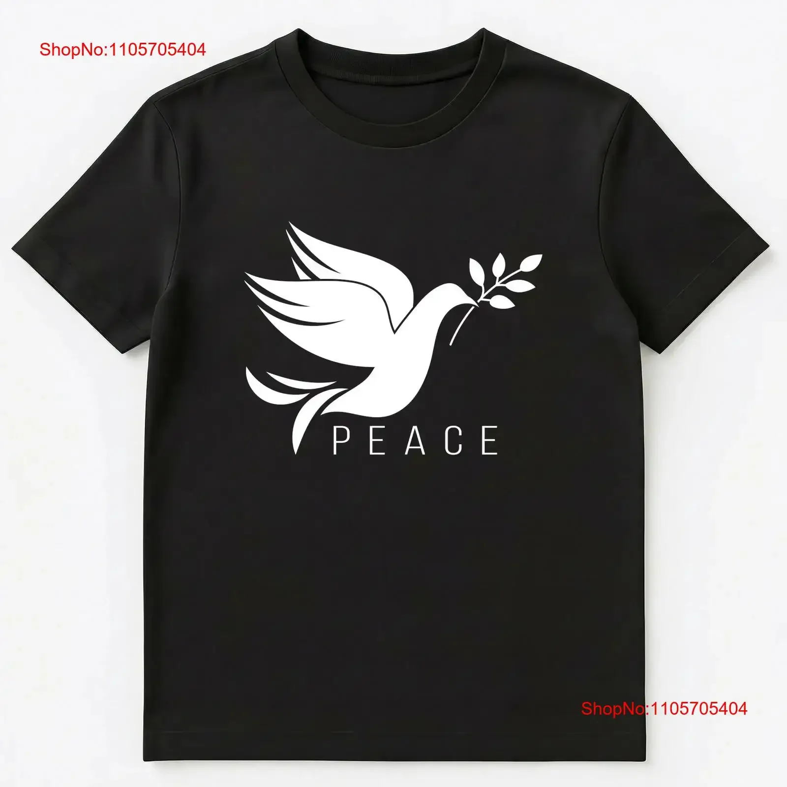 Dove Of Peace Symbol With Olive Tree Branch T Shirt long or short sleeves vintage Washed homme Comfortable