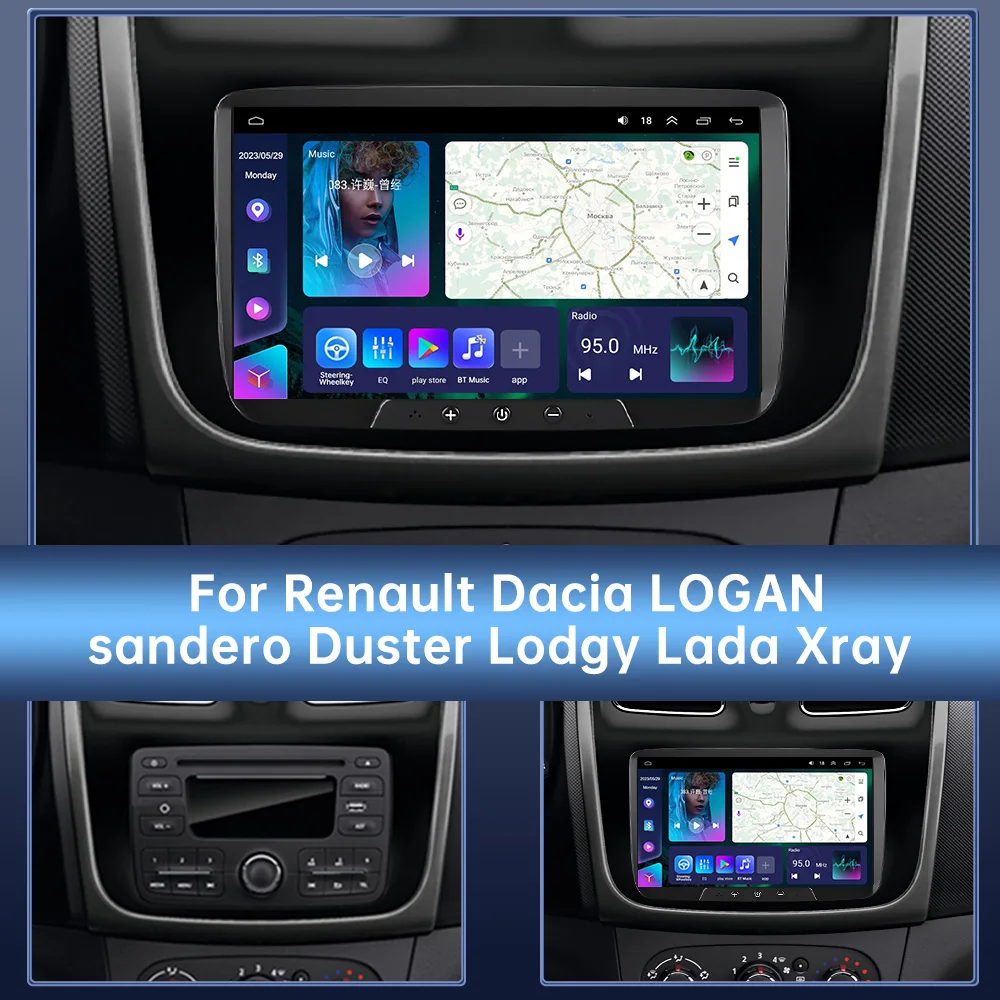 Android 12 Car Radio For Renault Dacia LOGAN sandero Duster Lodgy Lada Xray Captur Dokker Multimedia GPS 5G WiFi Carplay AI 2Din