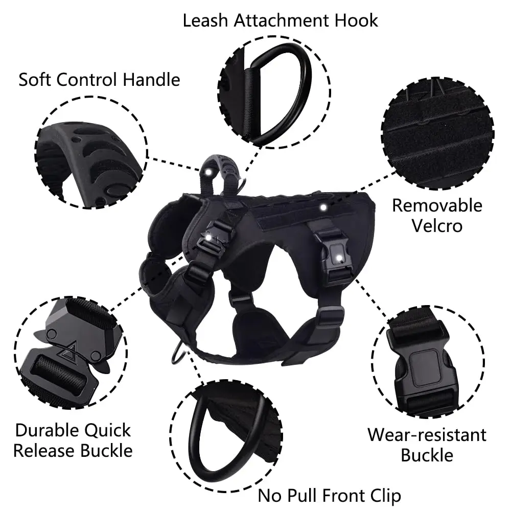 Military Large Dog Harness Pet German Shepherd K9 Malinois Training Vest Tactical Dog Harness And Leash Set For Dogs Accessories