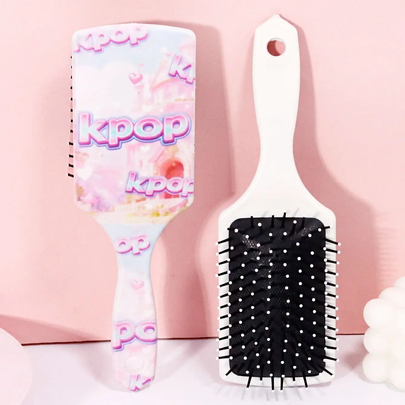 

K-POP love themed air cushion hair comb, making hair smooth, anti-static, suitable as a gift, Special for real hair wigs