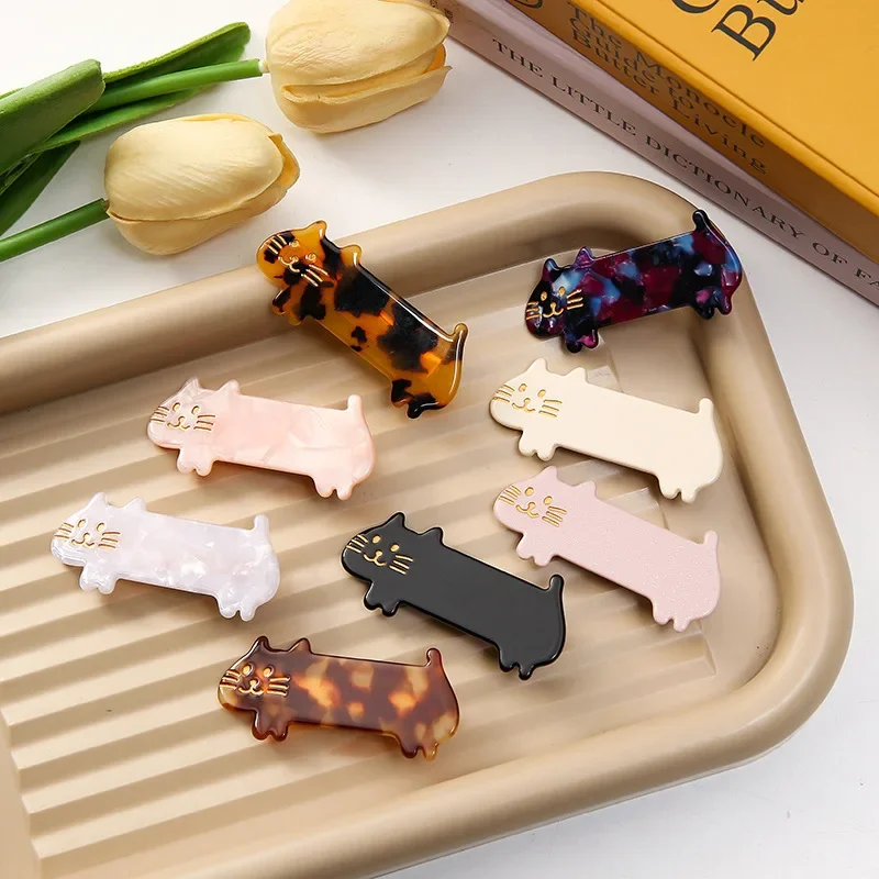 Korean Style Acetate Sheet Hair Clip Childrens Short Legged Cat Duckbill Edge Clip Hair Accessory At The Back of The Head