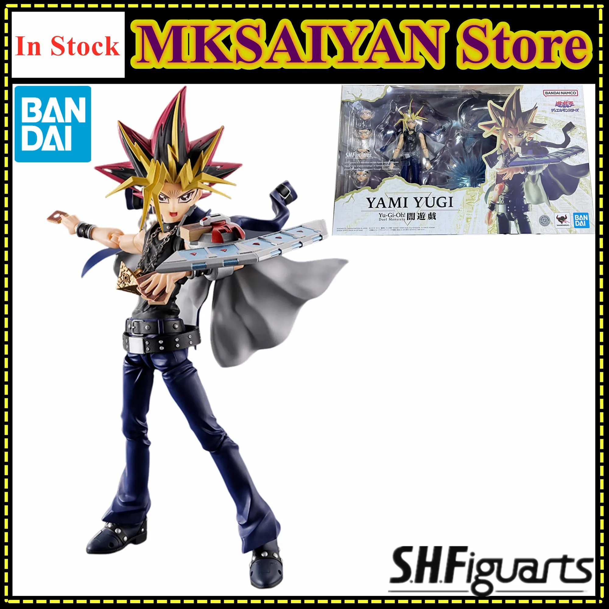 

Оригинальная фигурка BANDAI S.H.Figuarts Yami Yugi, аниме Yu-Gi-Oh! Duel Monsters Toys Коллекция моделей из ПВХ в подарок