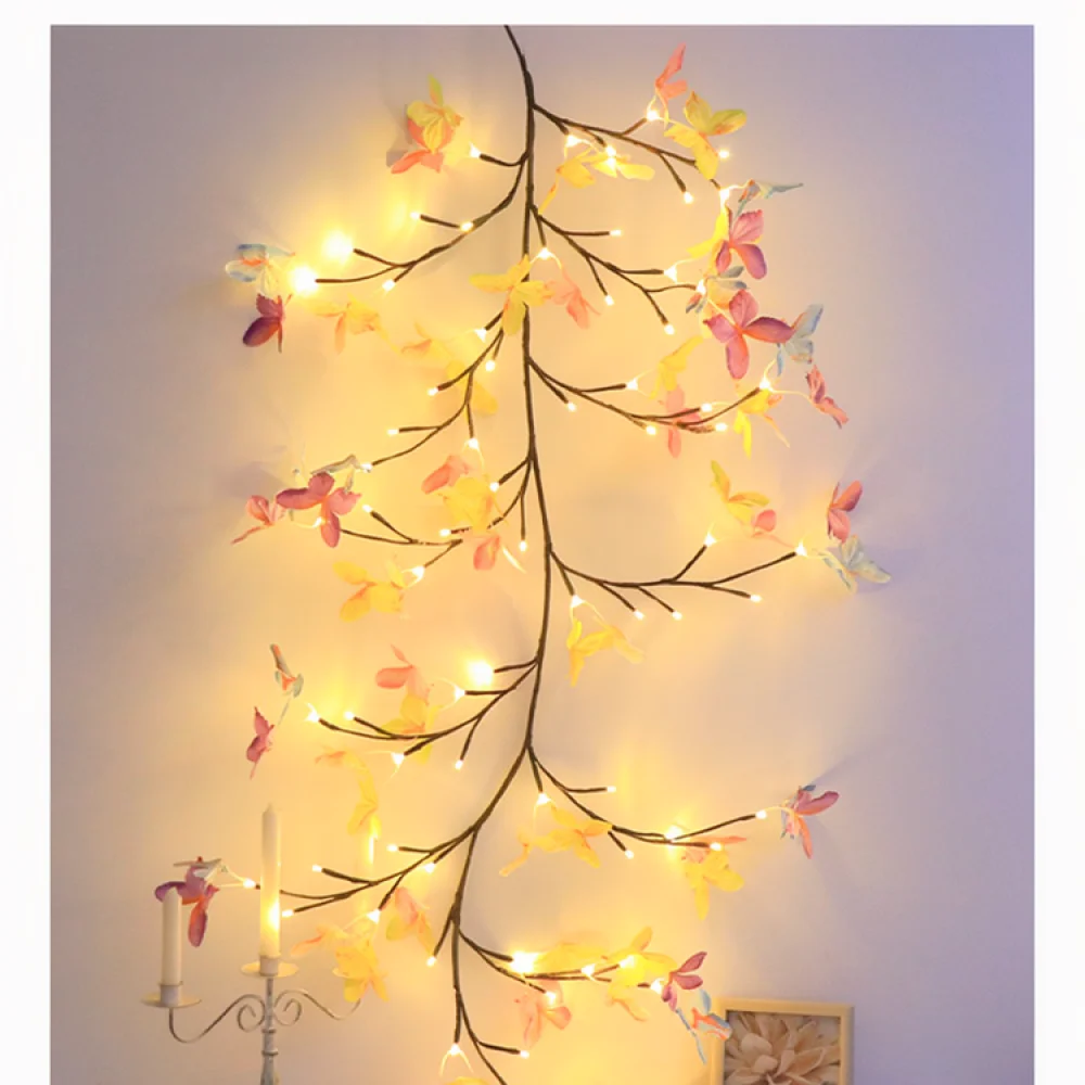 LED Butterfly Vine Branch String Light Bendable Decorative Lamp Indoor Wall Hanging Lighting For Bedroom Home Decor Style