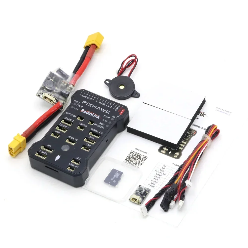

Radiolink Pixhawk PIX APM Комбинированный контроллер полета с держателем GPS M8N Зуммер 4G SD-карта Модуль телеметрии Монтажная пена