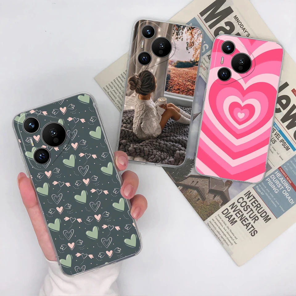 Case For Huawei Pura 70 Pro Lovely Cat Woman Transparent Shockproof Protective Anti-drop Bumper For Huawei Pura 70 Ultra Funda