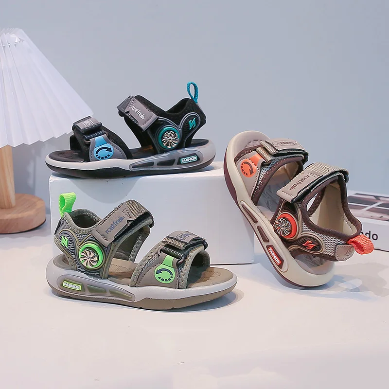 

Kids Functional Spinning Buckle Sport Sandals Boys Girls Adjustable Double Velcro Strap Open Toe Non-slip Breathable Summer