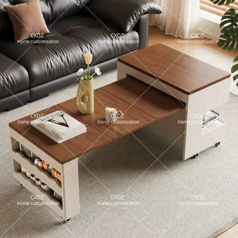 Balcony modern mobile trolley living room coffee table sofa side cabinet folding dining table mobile island small apartment