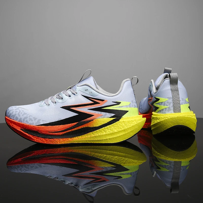 Breathable Mesh Men's and Women's Outdoor Racing Sports Shoes, Carbon Plate Lightweight Running Shoes, Competitive Training Shoes, Non-Slip and Wear-Resistant Casual Sports Shoes