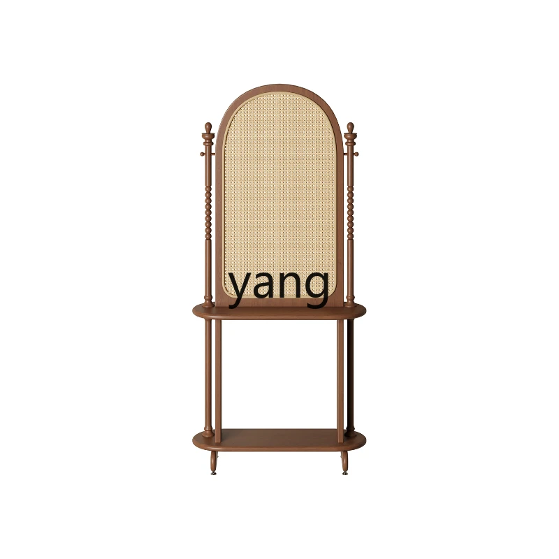 LMM Vintage Solid Wood Rattan Screen Designed by a Maestro Living Room Entrance Block Seat Screen