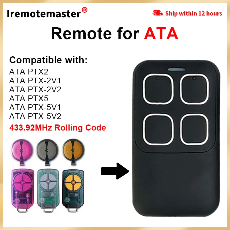 For ATA PTX5 PTX-5 Garage Door Remote Control TrioCode GDO PTX-5v1 PTX-5v2 433MHz Rolling Code