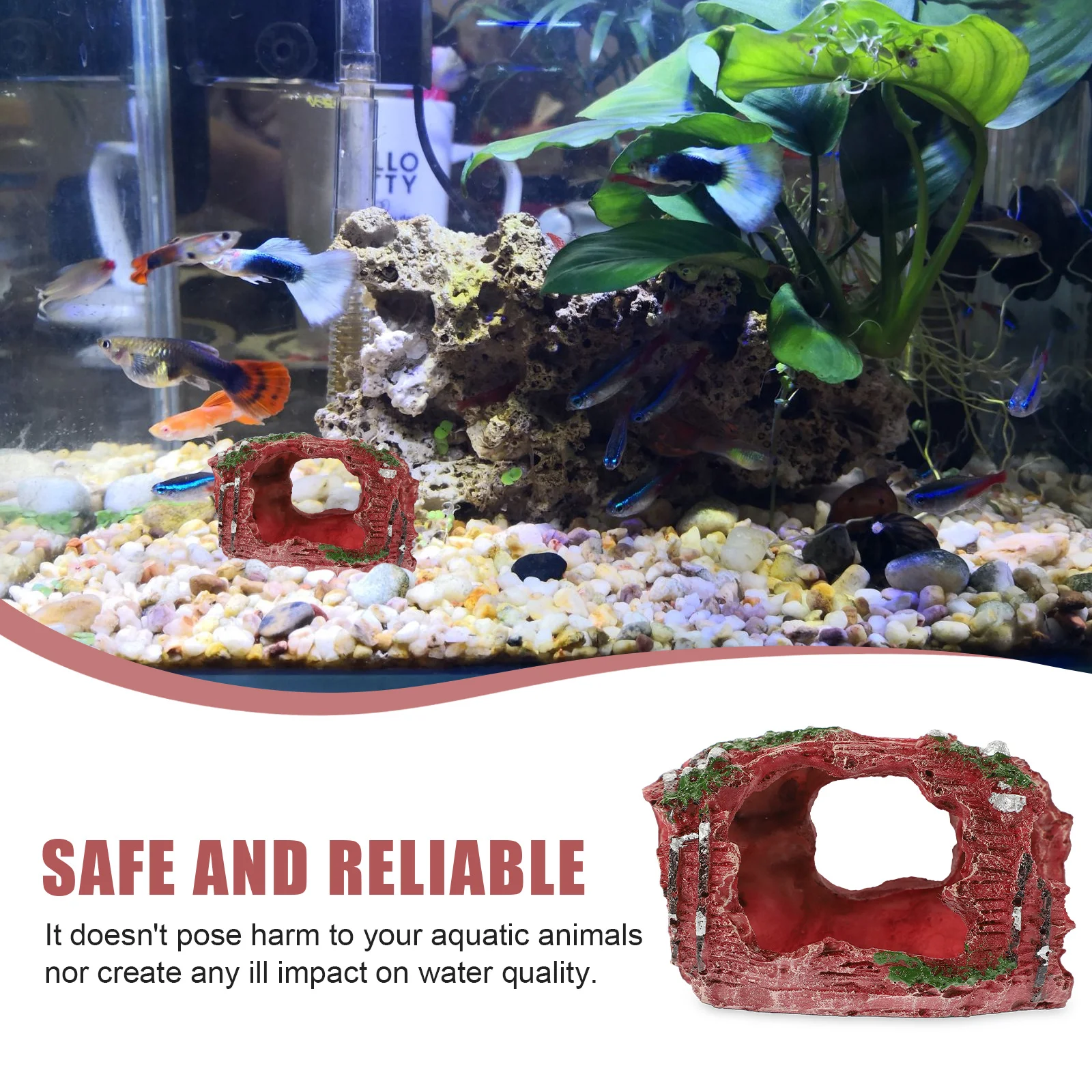 

Fish Tank Decorations Resin Aquarium Cave Realistic Landscaping Decor for Vivid Fish Tank Accessories Desktop Office Decoration