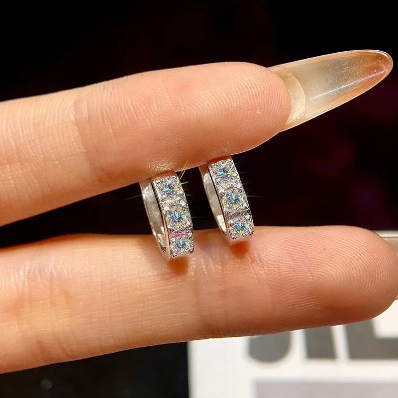 

DWJ 0.1CT Moissan Diamond Square Sparkling Circular Earrings Suitable for Women's Daily Wear S925 Silver High Quality Jewelry
