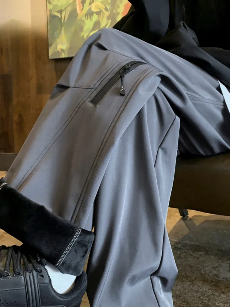 

Утепленные зимние мужские брюки-карго из флиса, ветрозащитные, водонепроницаемые, в американском повседневном стиле, прочные, прямого кроя