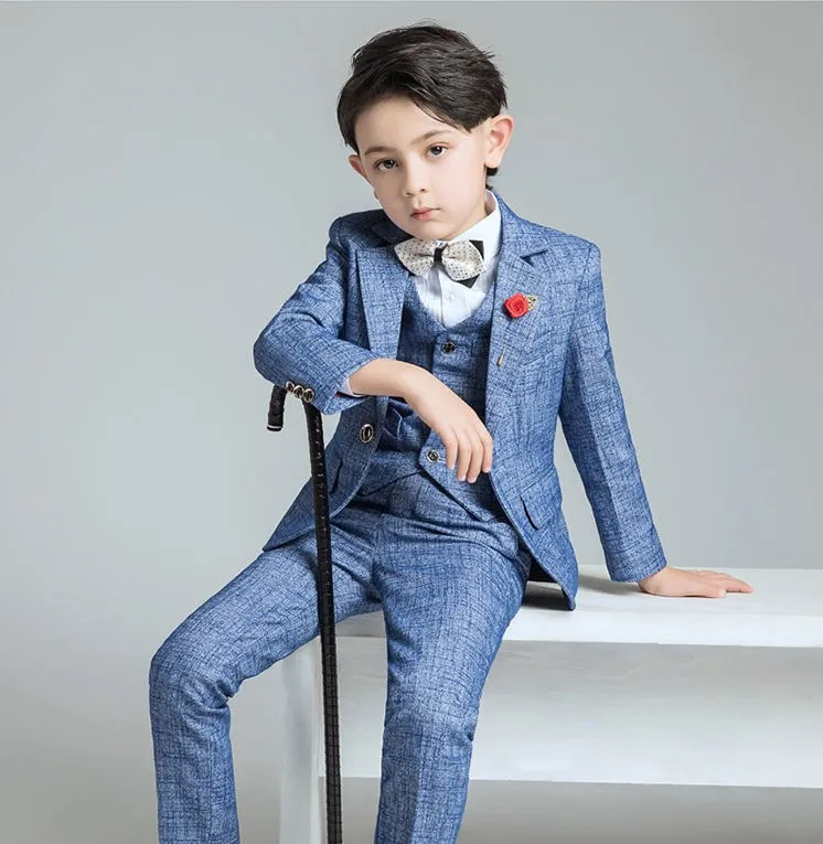 Flower Boys Formal Wedding Suit Kids Party Photograph Dress Teenager Birthday Tuxedo Suit Children Graduation Stage Show Costume