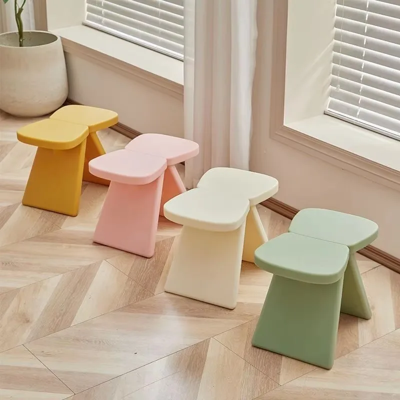 Low Stool Household Living Room Small Stool Modern Simple Bedroom Dressing Stools Creative Plastic Butterfly Stool Shoe Ottomans