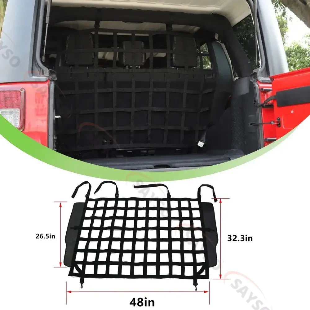

Сетка для домашних животных, безопасная сетка для собак для Jeep Wrangler JK JL, 4-дверная 2007-2025, подходит для заднего сиденья, подходит для среднего размера