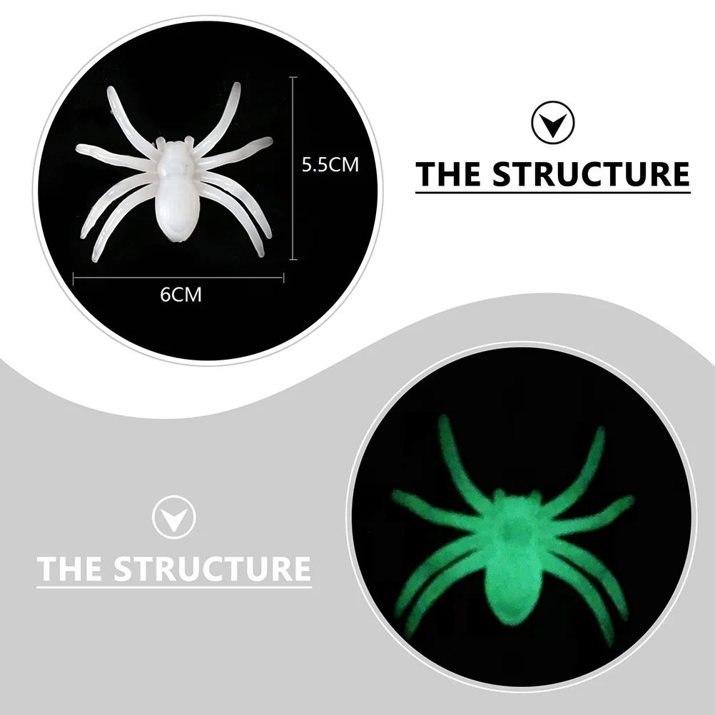 1 conjunto de aranhas com brilho noturno, decorações de halloween, adesivos de parede luminosos duráveis, estilo de cor aleatória, aranhas falsas, decorações de halloween
