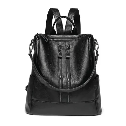 Imagen 2 del producto Mochila de cuero para mujer, bolso de viaje grande salvaje, bolso de moda para mujer, bolsos de hombro antirrobo impermeables de cuero, bolsos de mano para mujer