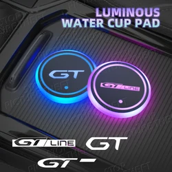 For Peugeot GT Line Logo 208 2008 3008 5008 308 306 307 RCZ Emblem Led Car Water Cup Mat Drink Holder Auto Interior Decorative