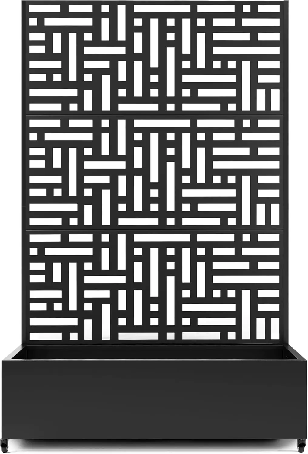 

Raised Garden Bed with Trellis and Wheels,73"x47"x16" Metal Raised Garden Bed,Black Modern Metal Planter with Climbing Trellis f