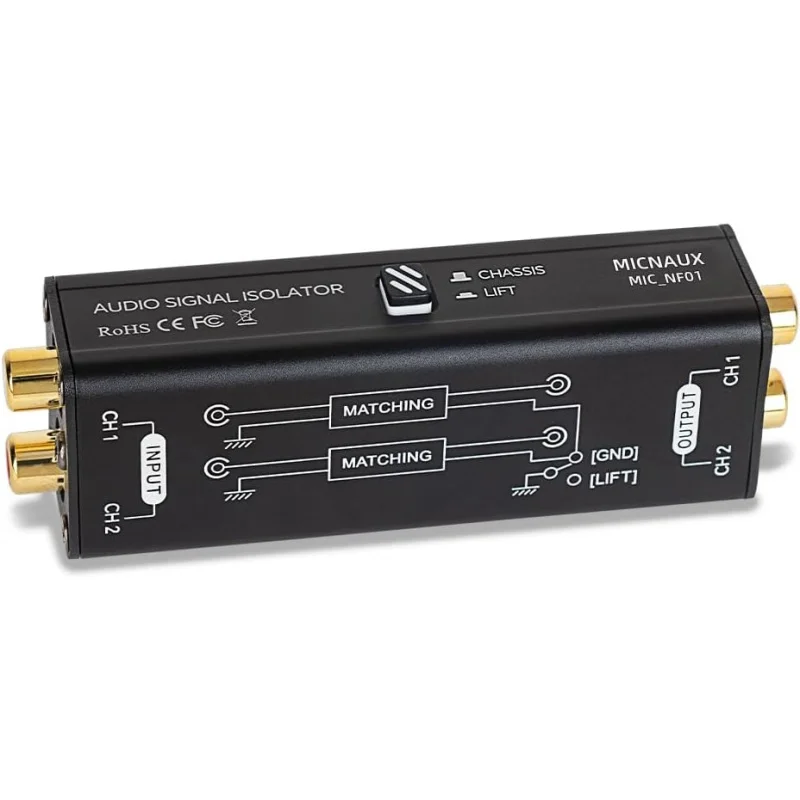 

Professional Hum Eliminator Audio Signal Isolator Noise Filter Musical Portable 2 Channels RCA Ground Loop Isolator Accessories