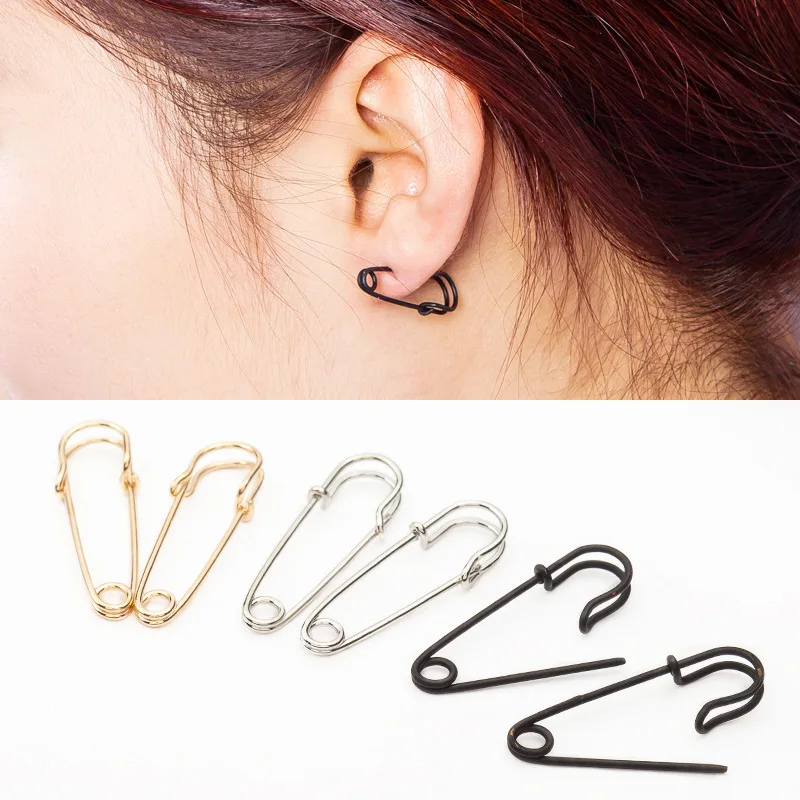 Silver Color Punk Simple Design Pin Earrings Korean Creative Handmade Charm Woman Trendy Delicacy Jewelry Gifts